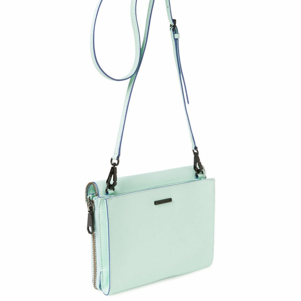 NWT $225 Rebecca Minkoff 'Marlowe' Mini Saffiano Leather Crossbody in Green! - Picture 5 of 5